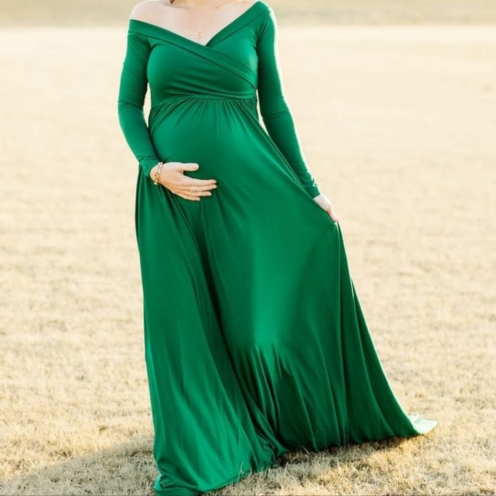 Saslax Maternity photoshoot gown, full train, Emerald green, or Royal Blue